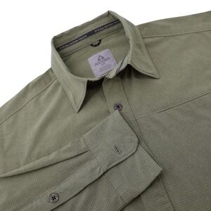 Ascend Mens Small Olive Green Long Sleeve Button Down Hiking Performance Shirt